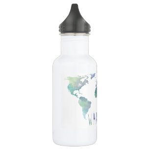 Wanderlust Watercolor Water Bottle
