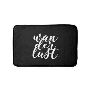 Wanderlust white font bath mat