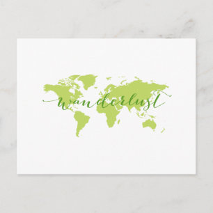 Wanderlust, world map postcard