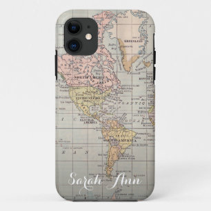 Wanderlust world map smartphone case  cutom Name