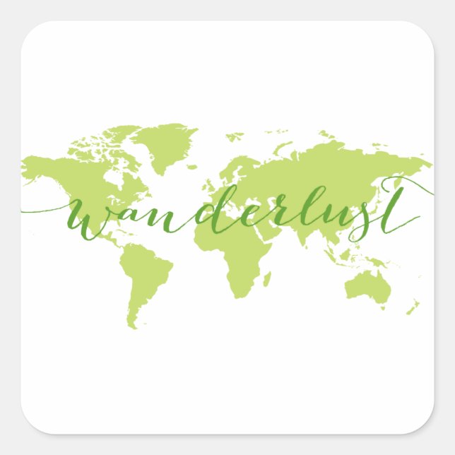Wanderlust, world map square sticker (Front)