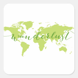 Wanderlust, world map square sticker