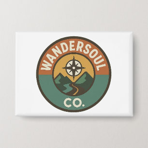 WanderSoul Co. – Retro Travel Logo Button