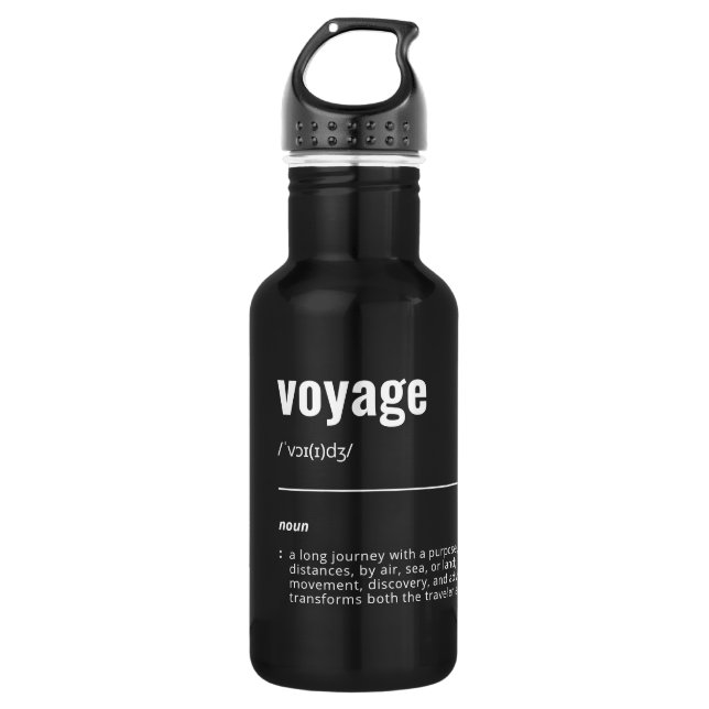 WanderTag - Minimalist Black Water Bottle (Front)