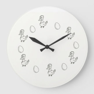 Wanduhr! Das Huhn oder das Ei! Die Küchenuhr! Large Clock