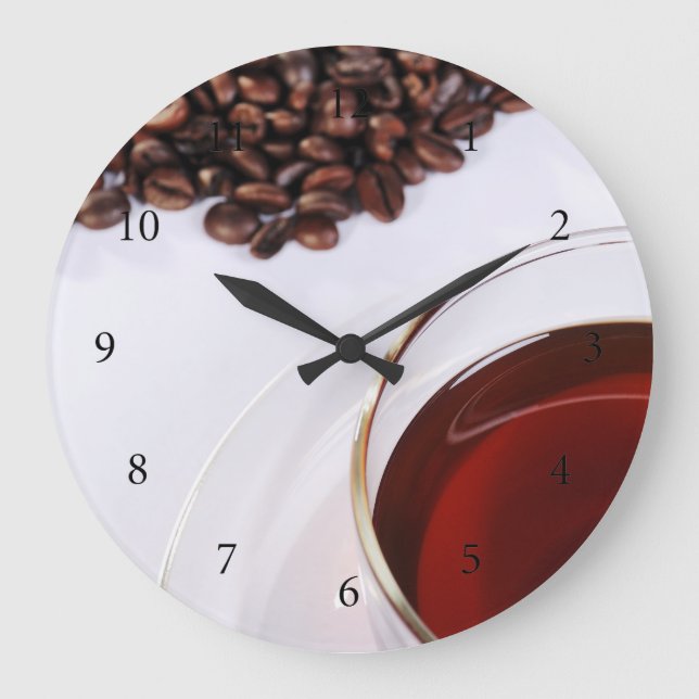 Wanduhr mit Kaffeebohnen Motiv 2 Large Clock (Front)