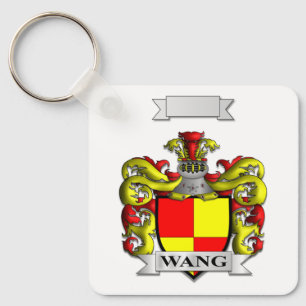 WANG FAMILY HERALDIC SHIELD AND CREST KEYCHAIN