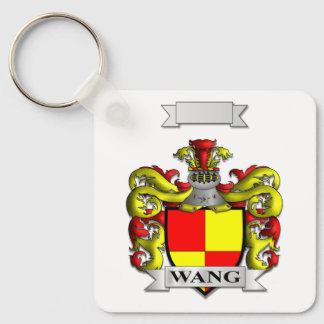 WANG FAMILY HERALDIC SHIELD AND CREST KEYCHAIN