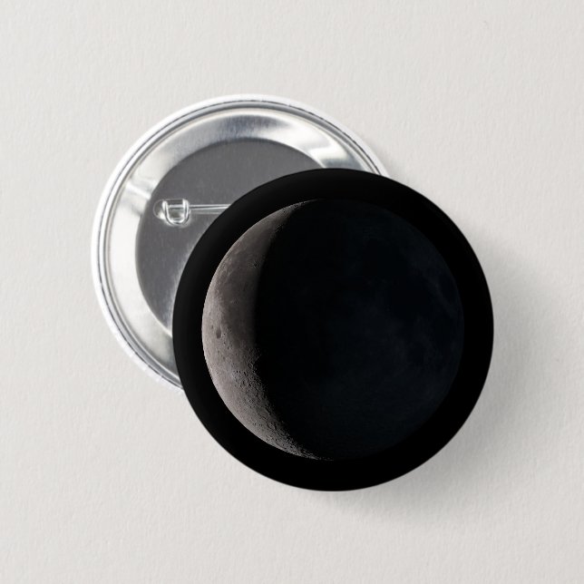 Waning crescent moon 2 inch round button (Front & Back)