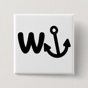 Wanker w anchor 2 inch square button