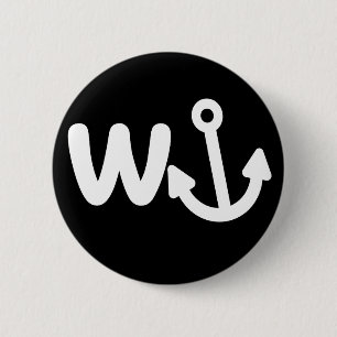 wanker w anchor square  2 inch round button