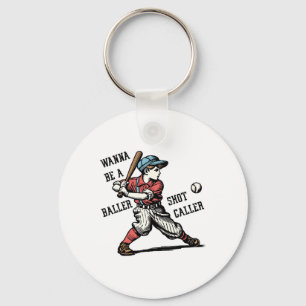 Wanna Be A Byller Shot Caller Retro Game Day Byseb Keychain