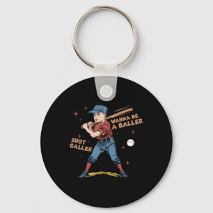 Wanna Be A Byller Shot Caller Retro Game Day Byseb Keychain