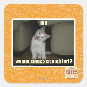 Wanna come see mah fort? square sticker