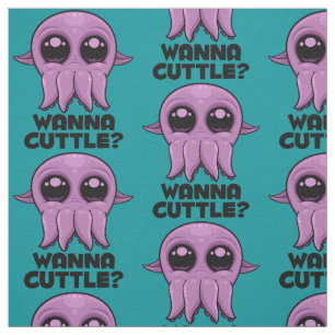 Wanna Cuttle Cute Cartoon Cuttlefish Fabric