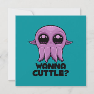 Wanna Cuttle Cute Cartoon Cuttlefish Holiday Card