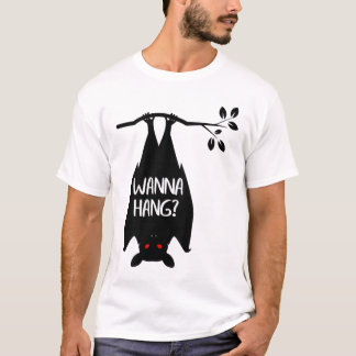 Wanna Hang Funny Pun Bat Lover Halloween Animal Lo T-Shirt