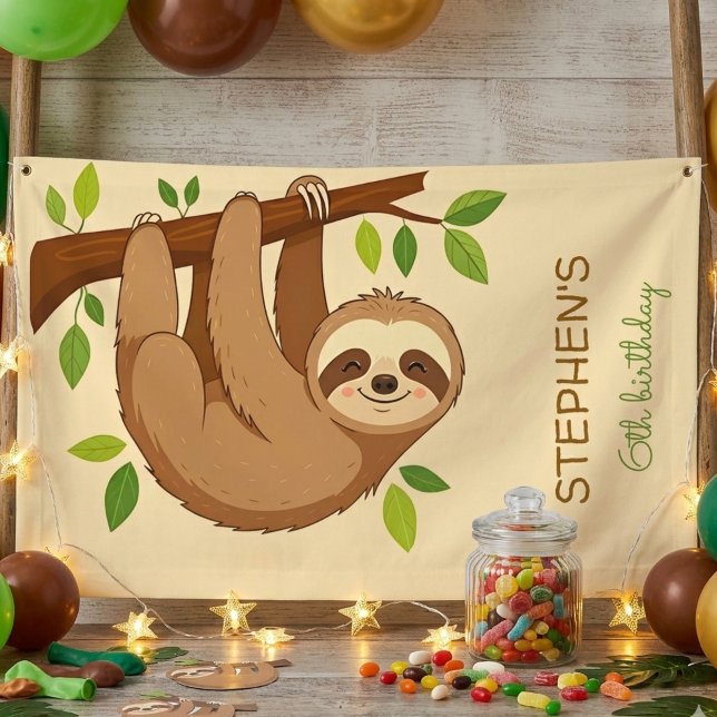Wanna hang out? sloth kids birthday banner (Creator Uploaded)