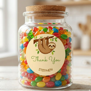 Wanna hang out? sloth kids thank you classic round sticker