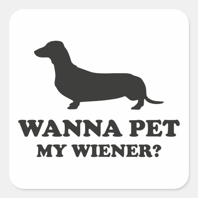 Wanna Pet My Wiener? Square Sticker (Front)