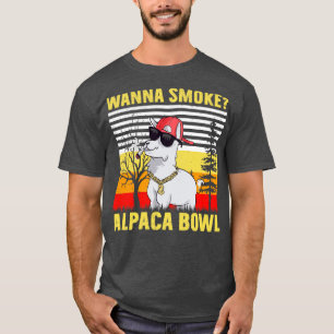 Wanna Smoke Alpaca Bowl Vintage Retro Alpaca Lover T-Shirt
