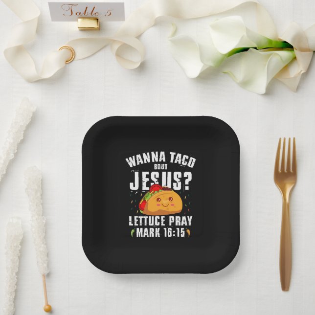 Wanna Taco Bout Jesus Cinco de Mayo Christian  Paper Plate (Wedding)