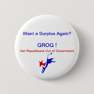 Want A Surplus Again? Pin/Button 2 1/4" Inch Round Button