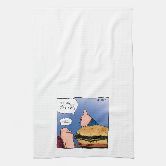 Want Fries with That - Funny Cartoon Towel (Vertical)