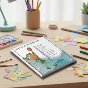 Want to be on Santa's List" Elf Boy Holiday Daily Notepad