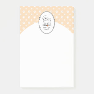 Want to Play? Bichon Frise Dog with Ball - Cute Post-it Notes