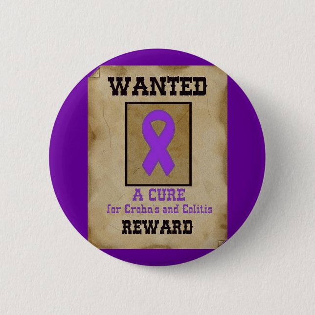 Wanted: A Cure for Crohn's & Colitis 2 Inch Round Button (Front)
