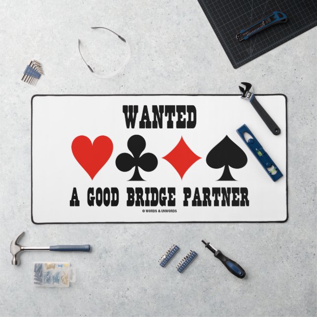 Wanted A Good Bridge Partner Four Card Suits Desk Mat (Workstation)