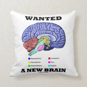 Wanted A New Brain (Anatomical Brain Attitude) Throw Pillow