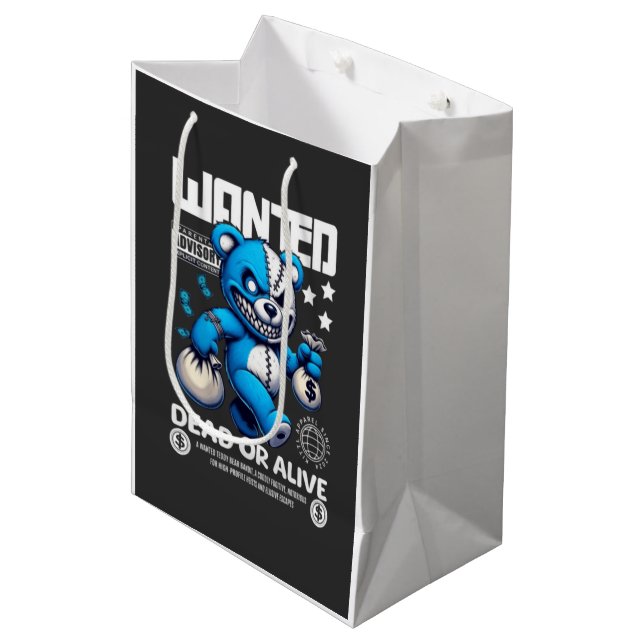 Wanted Bandit Bear Graphic Gift Bag - Large Out (Front Angled)