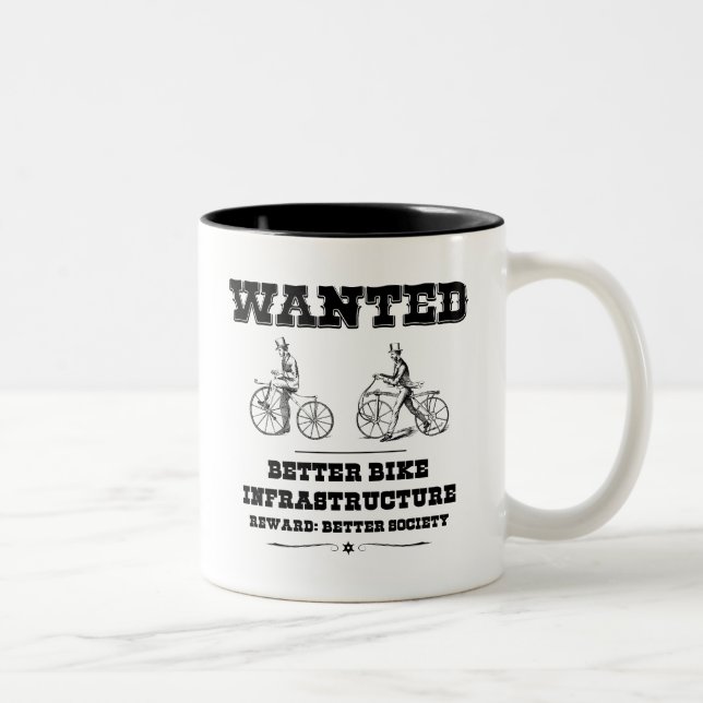 Wanted Better Bike Infrastructure Two-Tone Coffee Mug (Right)