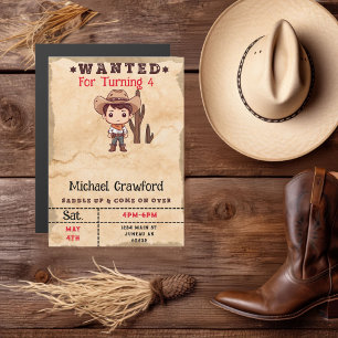 Wanted Birthday Boy Country Western  Magnetic Invitation
