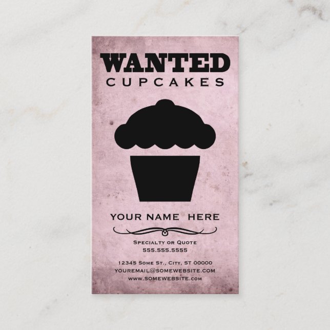 wanted : cupcakes business card (Front)