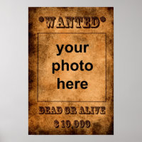 'Wanted, dead or alive' poster template