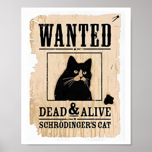 Wanted Dead Or Alive Schrodinger Cat Poster (Front)