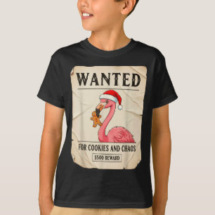 Wanted For Cookies And Chaos Funny Flamingo Christ T-Shirt