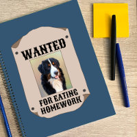 Wanted For Eating Homework Custom Dog Photo