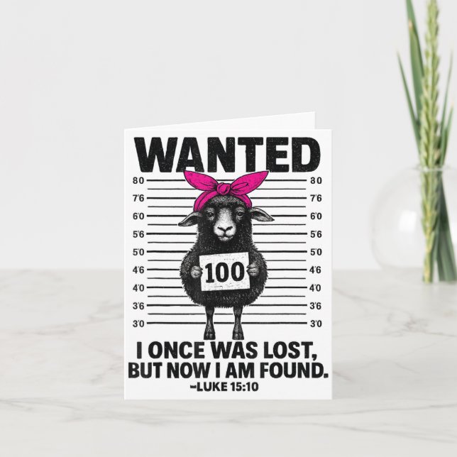 Wanted I Once Was Lost Funny Sheep Quotes Jesus Ch Card (Front)
