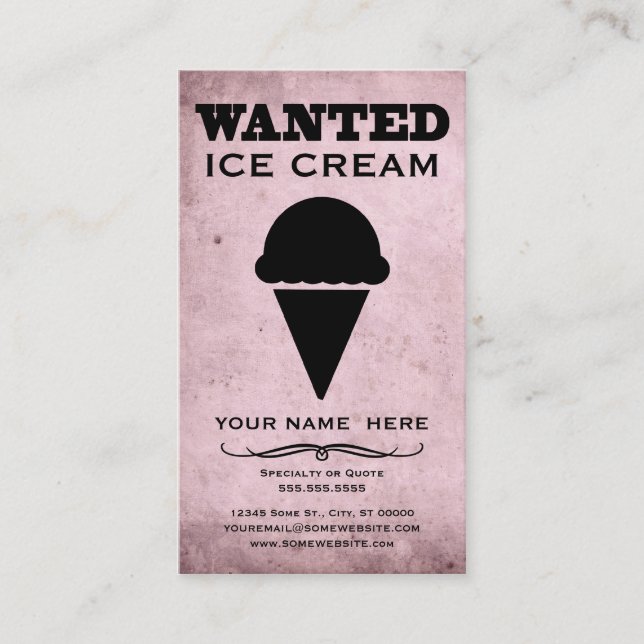 wanted : ice cream business card (Front)