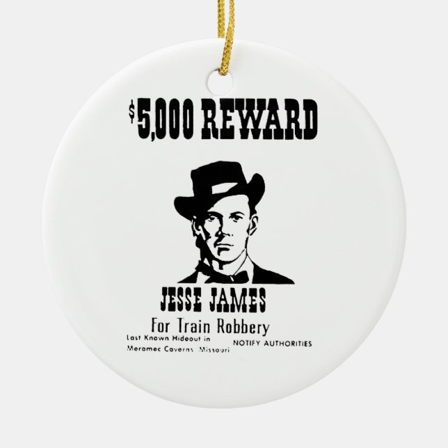 Wanted Jesse James Ceramic Ornament (Front)