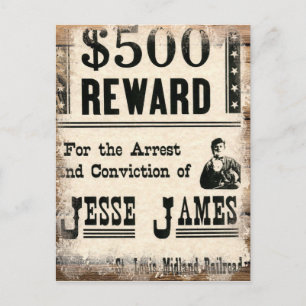 Wanted Jesse James Postcard