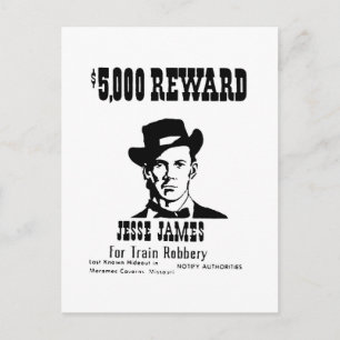 Wanted Jesse James Postcard