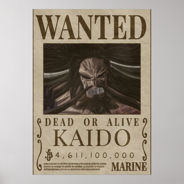 Wanted KAIDO  kaido bounty Poster (Front)