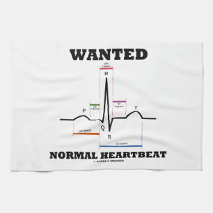 Wanted Normal Hearbeat (ECG/EKG Electrocardiogram) Kitchen Towel