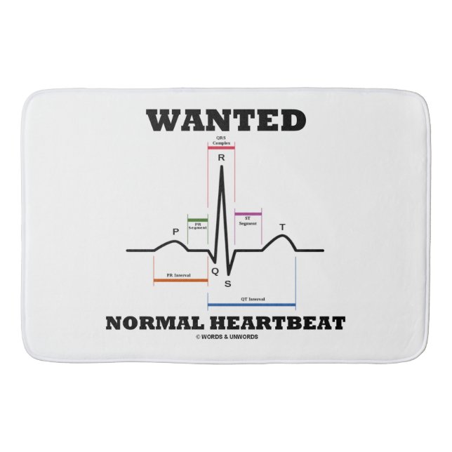 Wanted Normal Heartbeat Sinus Rhythm ECG EKG Bath Mat (Front)