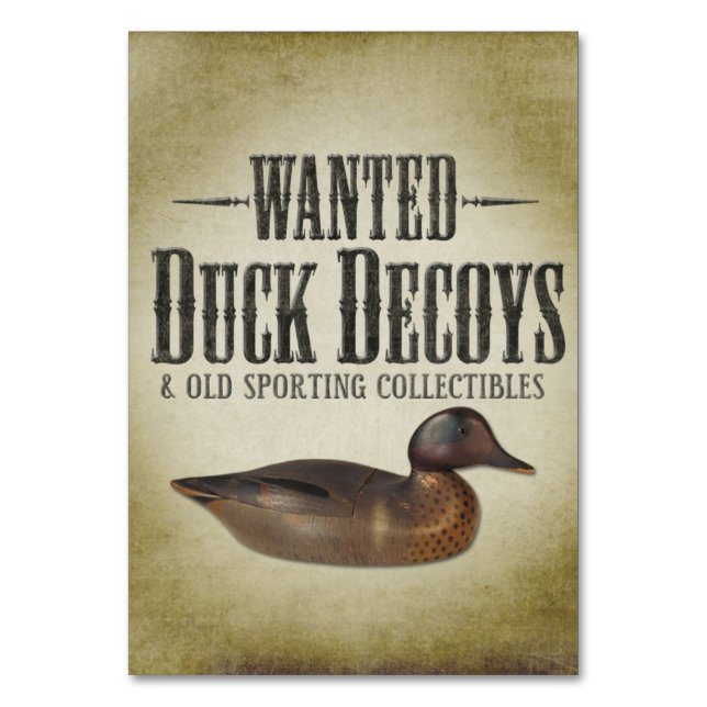 Wanted - Old Duck Decoys Table Number (Front)